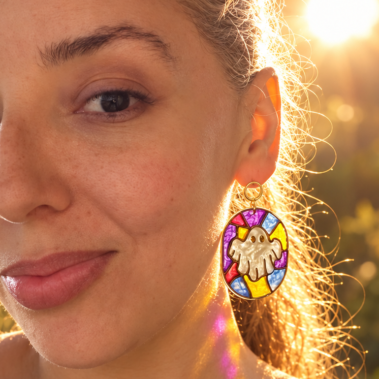 Winifred – Stained Glass Ghost Earrings
