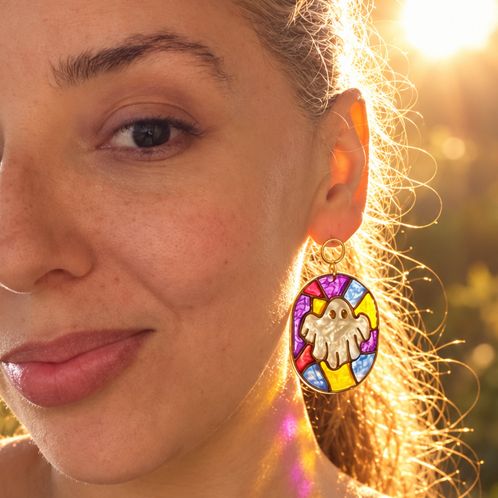 Winifred – Stained Glass Ghost Earrings
