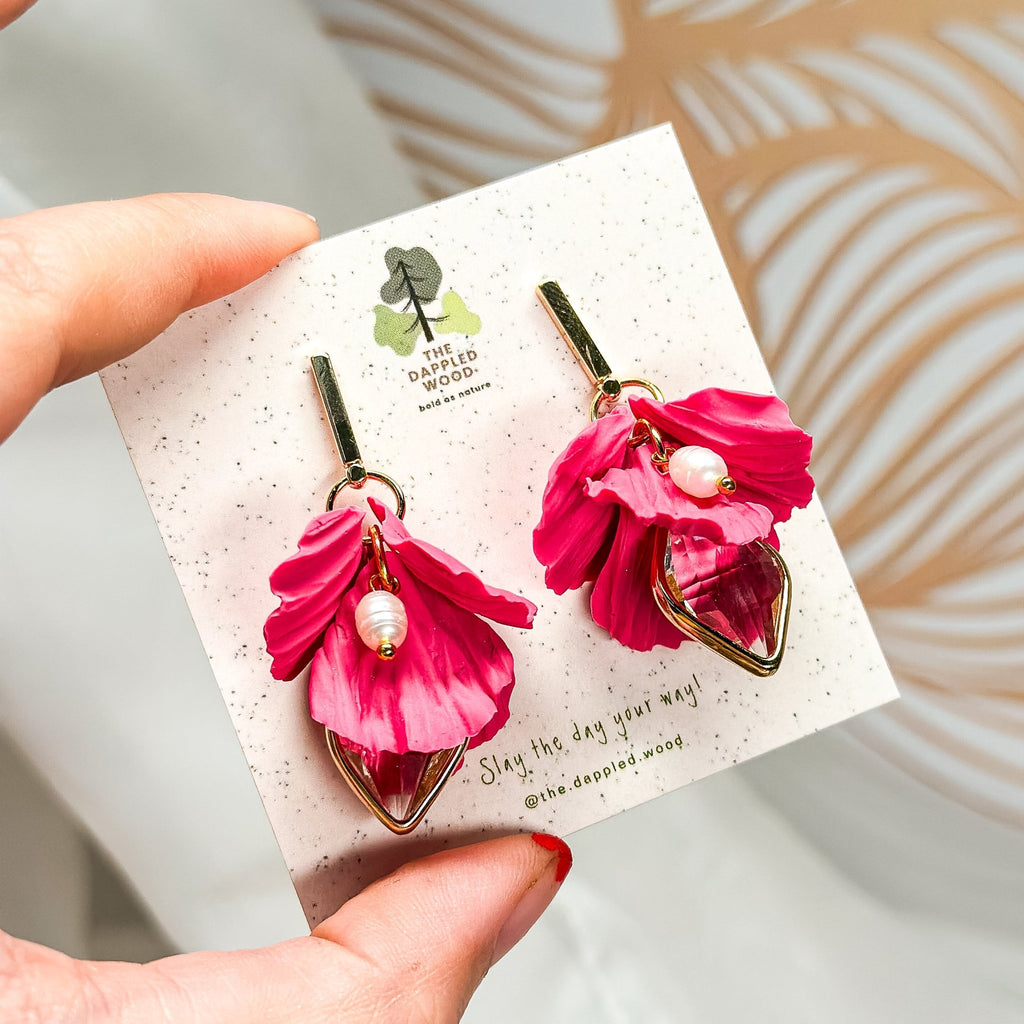 Janelle - Handmade Drop Flower Earrings | Custom Colors & Finishes