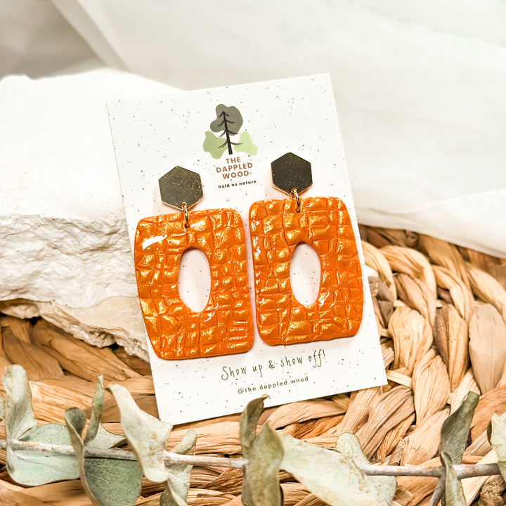 Luella – Alligator-Textured Statement Earrings