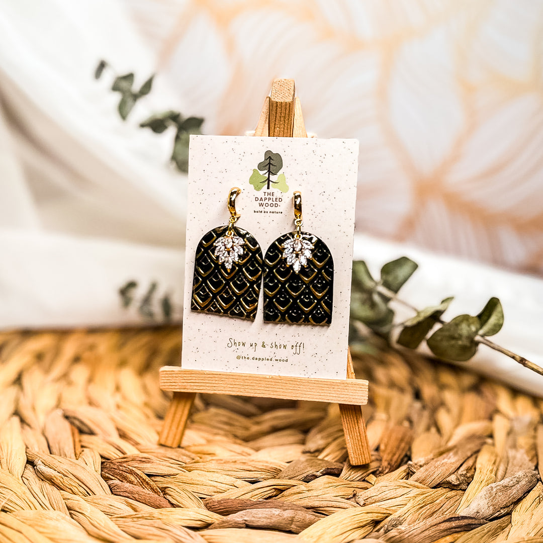 Hermoine - Arch Earrings with Black & Gold