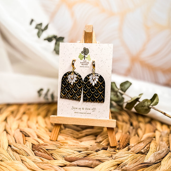 Hermoine - Arch Earrings with Black & Gold