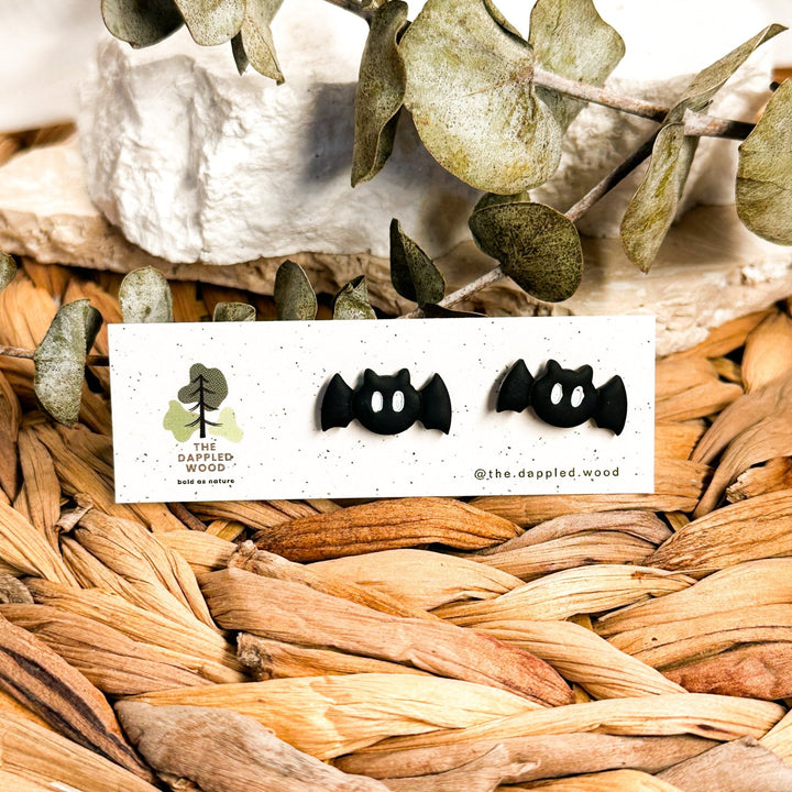 Black bat Halloween stud earrings from the Falloween collection