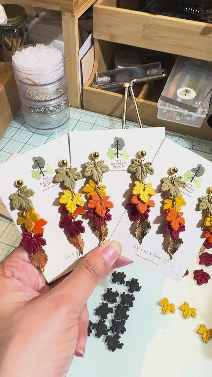 Audra - Cascading Fall Leaf Earrings