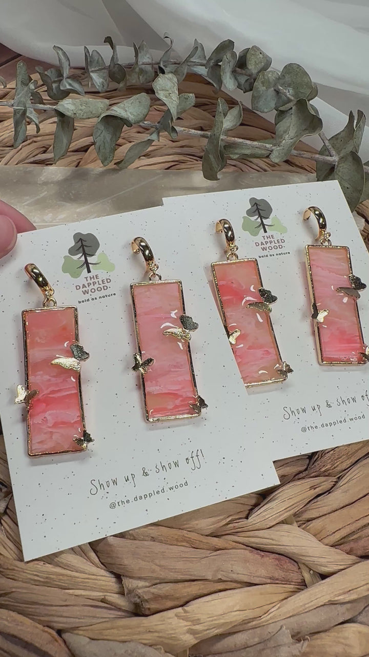 Marisol - Faux Rose Quartz Butterfly Earrings
