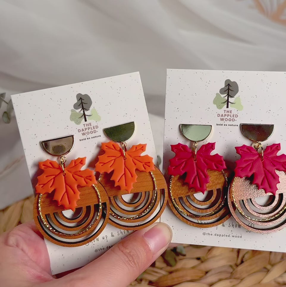 Arden – Handmade Maple Leaf &amp; Wood Earrings