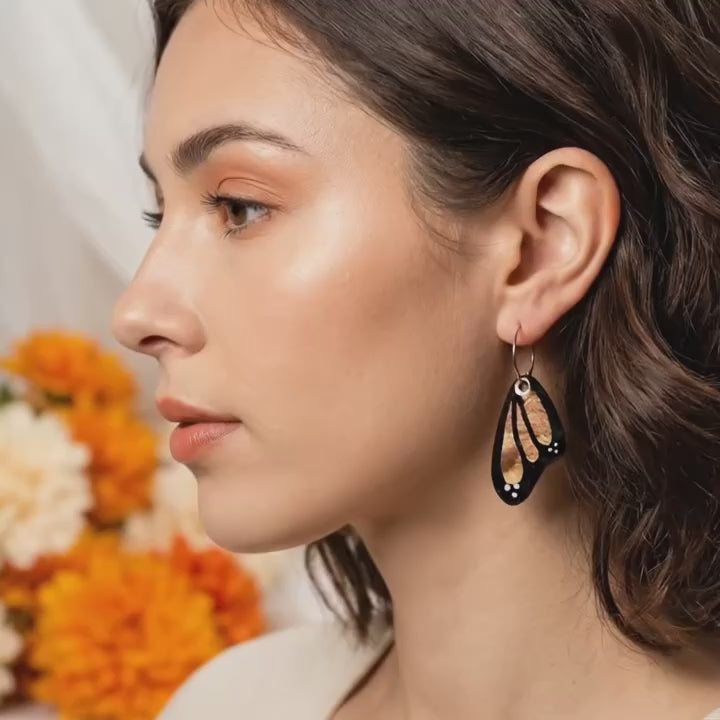 Winged Whispers - Faux Butterfly Wing Earrings