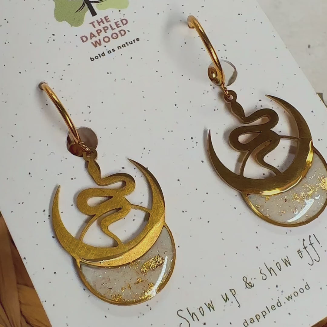 Selene – Snake &amp; Moon Earrings