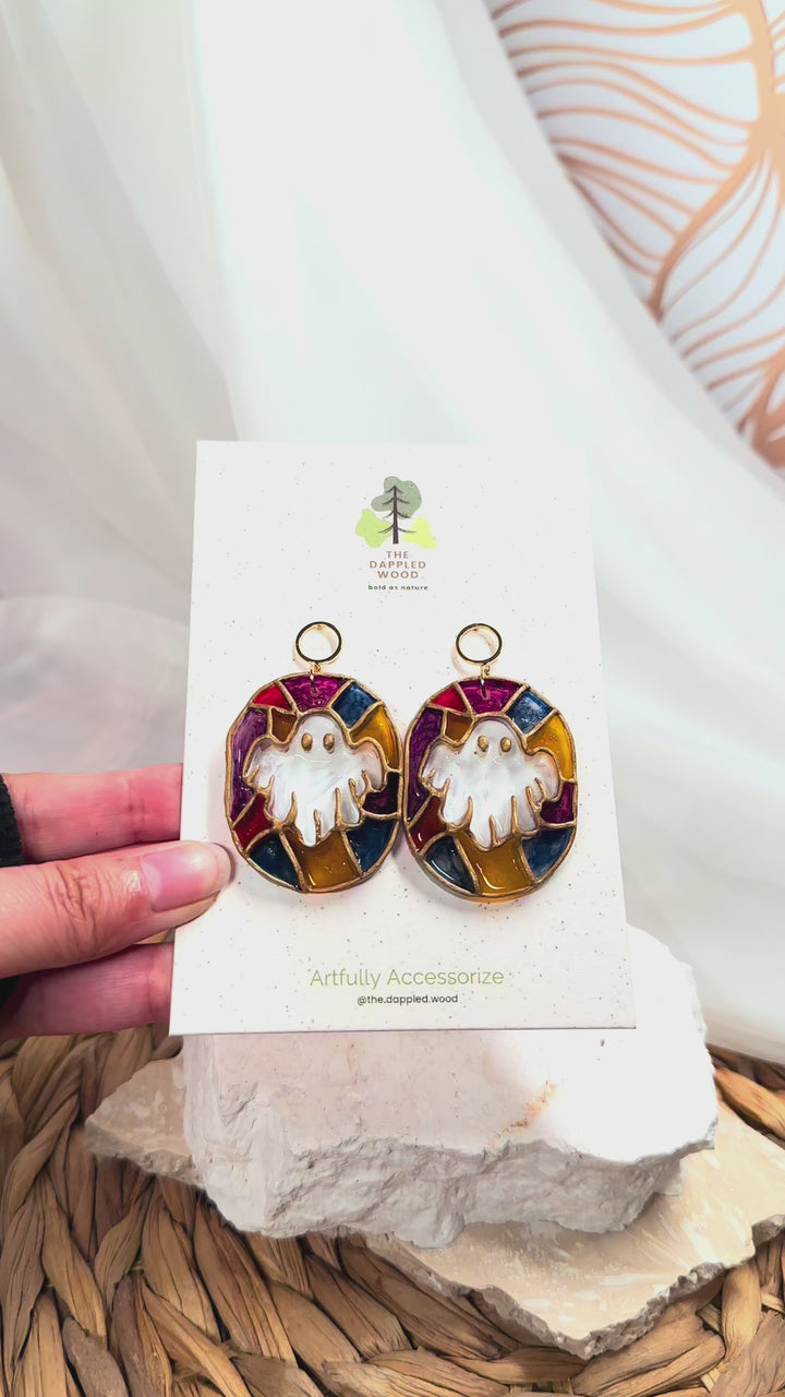 Winifred – Stained Glass Ghost Earrings