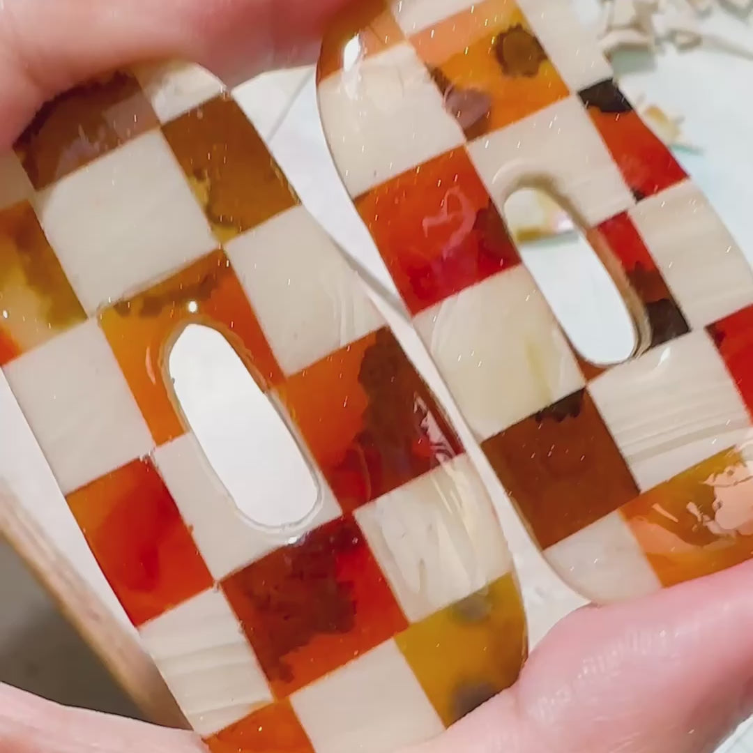 Tori - Checkboard Tortoise Shell Earrings