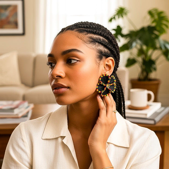 Sade - Floral Statement Earrings in Pan African Colors
