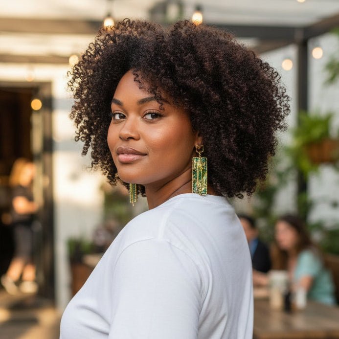 Athena - Green and Gold Statement Earrings with Tassels