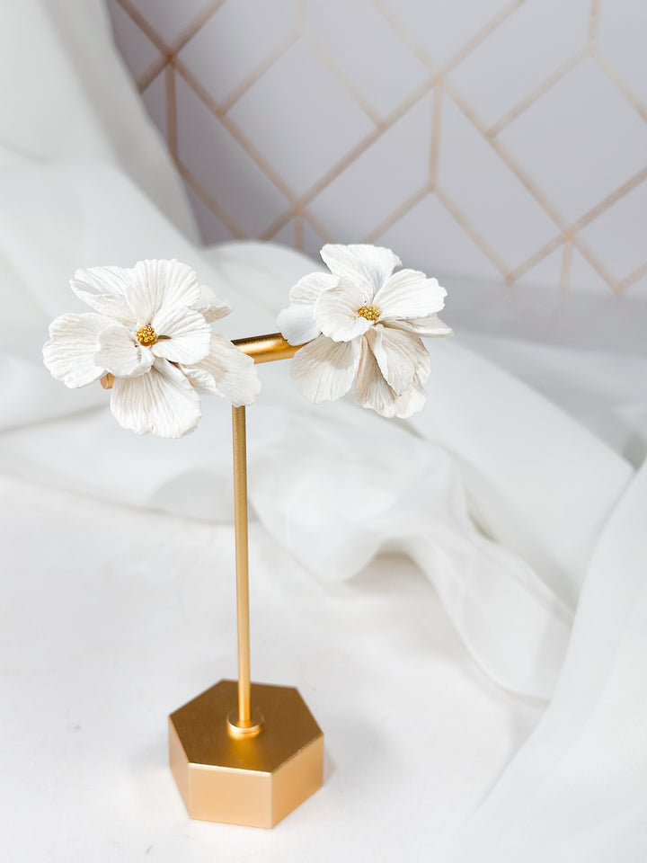Additional view of Blossom Handsculpted Flower Statement Stud Earrings.