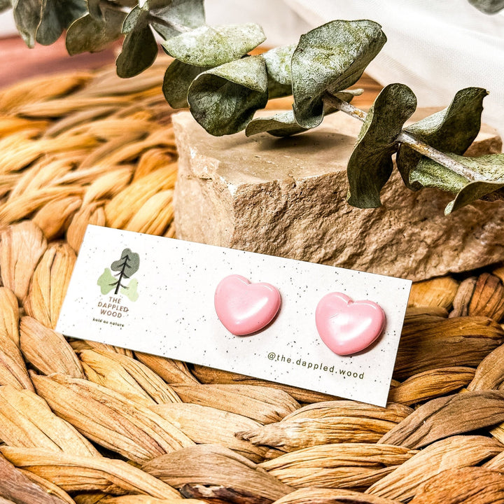 Additional view of Cora - Small Puffy Heart Stud Earrings.
