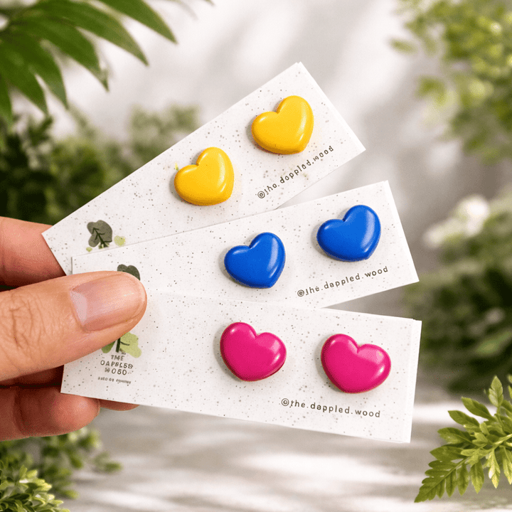 Additional view of Cora - Small Puffy Heart Stud Earrings.