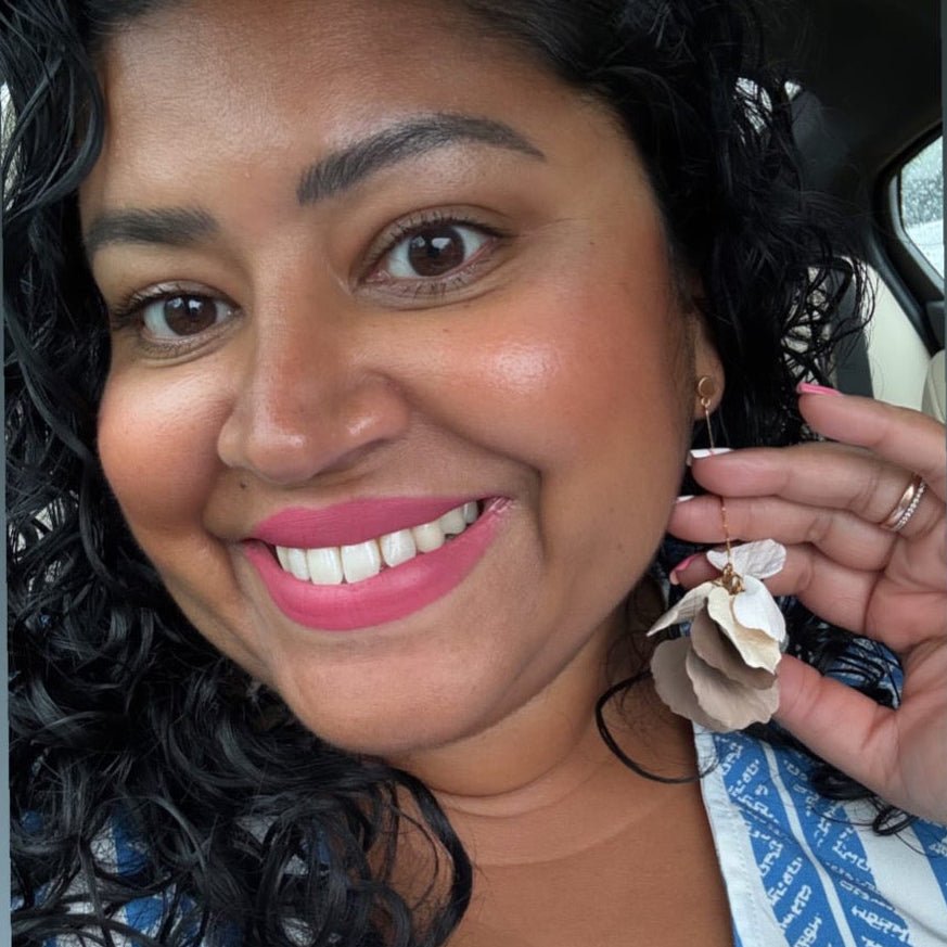 Additional view of Delilah - Multi-Color Long Petal Drop Earrings.