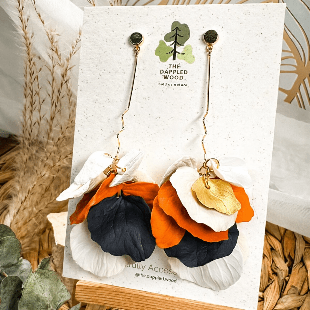 Additional view of Delilah - Multi-Color Long Petal Drop Earrings.