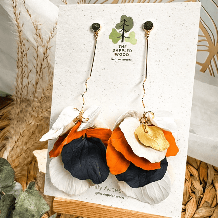 Additional view of Delilah - Multi-Color Long Petal Drop Earrings.