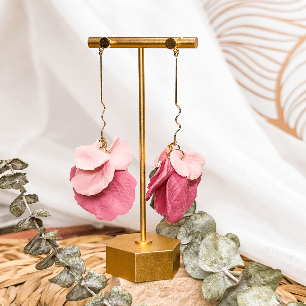 Additional view of Delilah - Multi-Color Long Petal Drop Earrings.