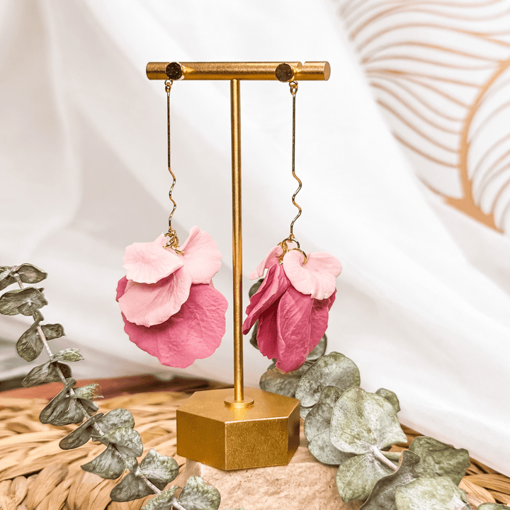Additional view of Delilah - Multi-Color Long Petal Drop Earrings.