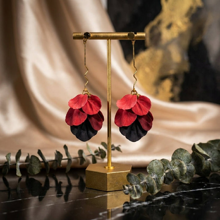 Additional view of Delilah - Multi-Color Long Petal Drop Earrings.