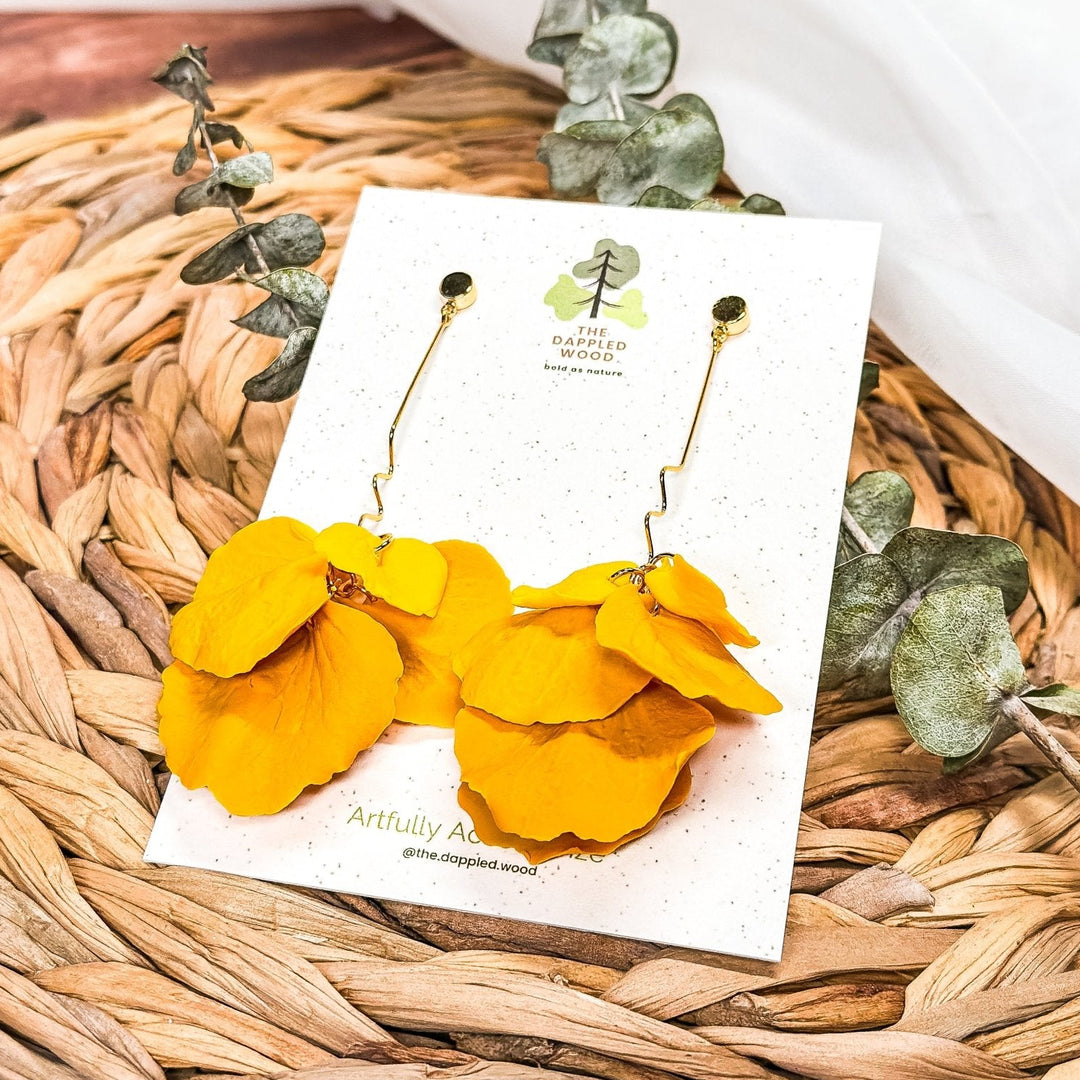Delilah - Multi-Color Long Petal Drop Earrings displayed in a product photo.