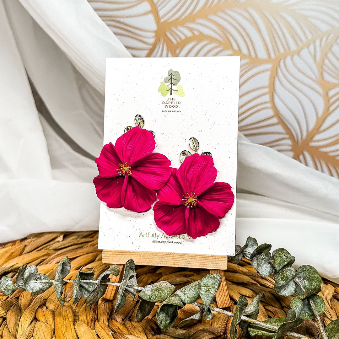 The Dappled Wood Fall 2025 Flora collection NuMomish berry flower earrings, handcrafted statement jewelry for mothers who love rich jewel tones and unique accessories.