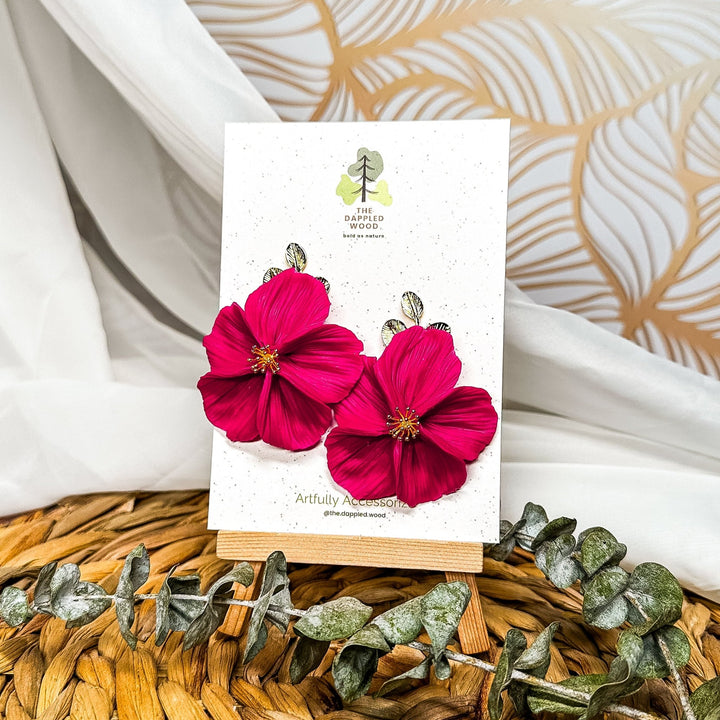The Dappled Wood Fall 2025 Flora collection NuMomish berry flower earrings, handcrafted statement jewelry for mothers who love rich jewel tones and unique accessories.