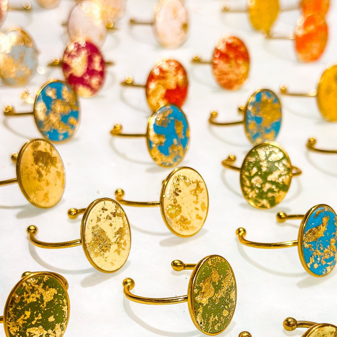 Additional view of Gemma - Antiqued Faux Stone Rings.