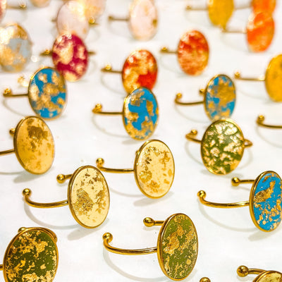 Additional view of Gemma - Antiqued Faux Stone Rings.