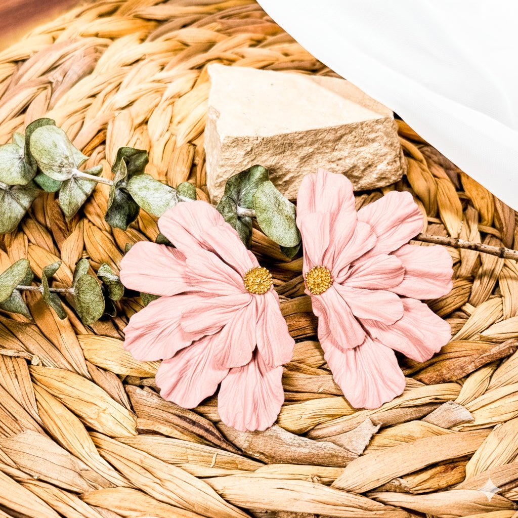 Additional view of Juliet Half Flower XL Statement Stud Earrings.