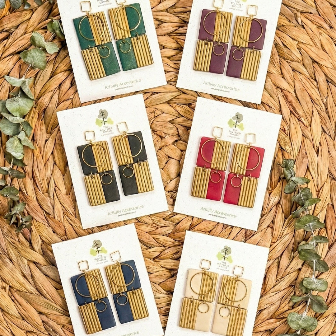 Additional view of Loretta - Geometric Dangle Earrings.