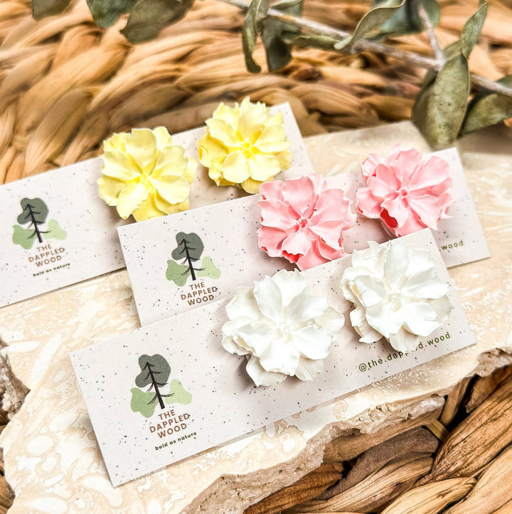 Paisley - Flower Stud Earrings displayed in a product photo.