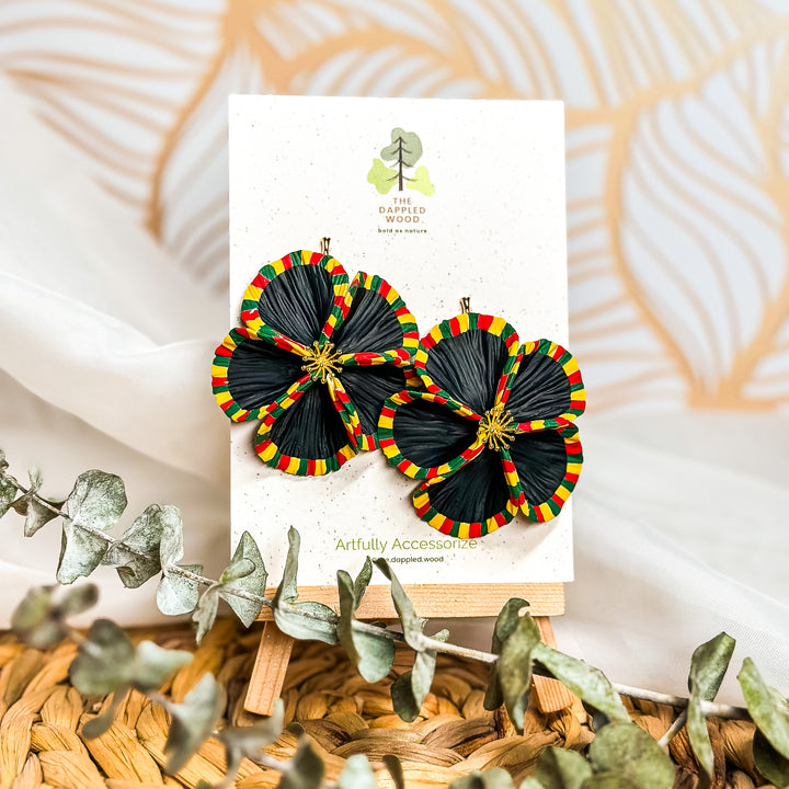 Sade - Floral Statement Earrings in Pan African Colors