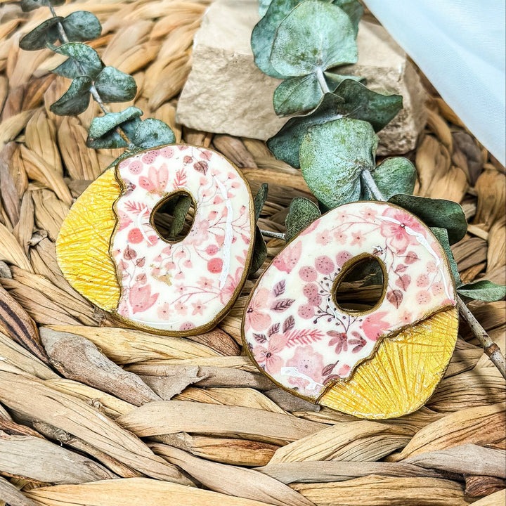 Additional view of Vivian Floral Pattern XL Statement Stud Earrings.